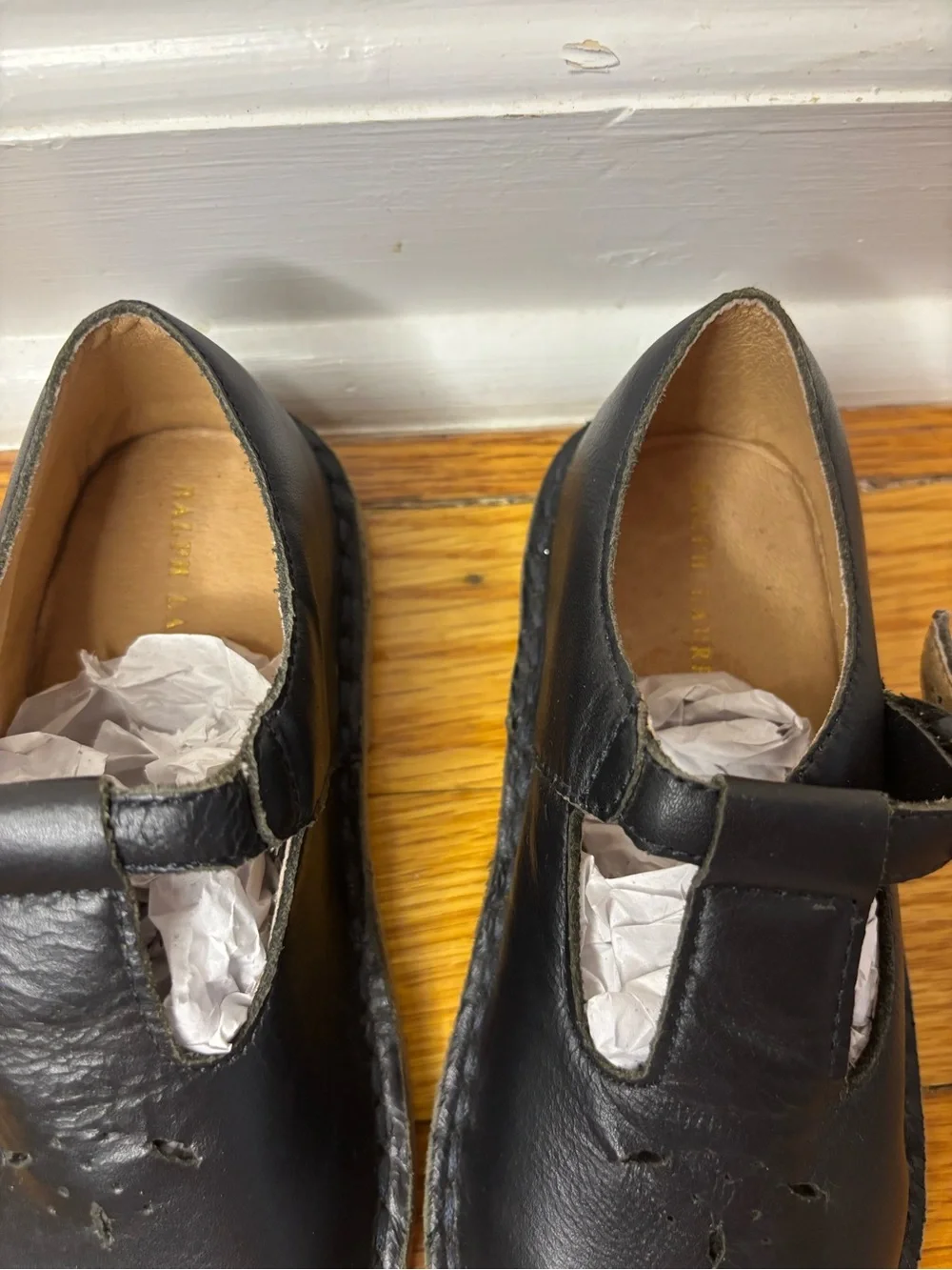 Ralph Lauren school t-strap leather shoes navy New girls size 9